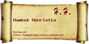 Hambek Henrietta névjegykártya